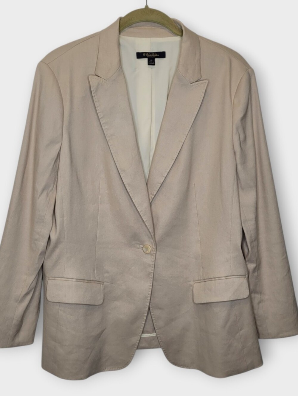 Brooks Brothers Stellita Fit Linen Blazer 16 Natural Khaki